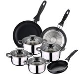 San ignacio set bateria 8 piezas sip + set 3 sartenes sip cune en acero inoxidable, cromado