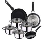 San ignacio set de bateria 8 piezas sip + 3 sartenes sip sanignacio premium en acero inoxidable, cromado