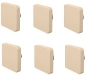 6 un. tirador pomo mueble bebé cuadrado madera lacada beige claro arena 70x70mm