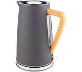 Hervidor agua eléctrico ultra rápido, 1,7 l, sin bpa, acero inoxidable, resistencia oculta, inalámbrico, botti, gris, 2150, nelly