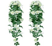 Blanco, 2 piezas plantas colgantes artificiales de 85 cm - flores de rosas de seda sintética guirnalda colgante enredadera de hiedra de ratán para de