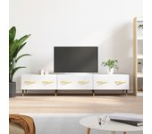Mueble de tv | mueble de salón | mesa de tv madera de ingeniería blanco brillo 150x36x30 cm cfw54412