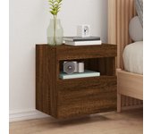 Mueble de tv de pared | mueble de salón | mesa de tv con luces led roble marrón 40x30x40 cm cfw55998