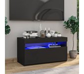 Mueble de tv | mueble de salón | mesa de tv con luces led negro 75x35x40 cm cfw87661
