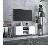 Mueble de tv | mueble de salón | mesa de tv con patas de metal blanco 103,5x35x50 cm cfw46583