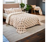 Tienda eurasia - edredón nórdico con borreguito y funda de almohada, cama 90/105-180 x 240 cm, beige abanico