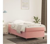 Cama con somier y colchón rosa 90x200 cm terciopelo