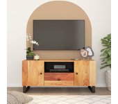 Mueble de tv | mueble de salón | mesa de tv madera acacia y madera contrachapada 105x33,5x46cm cfw58670