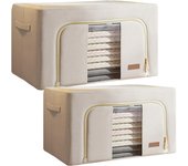 Joybos set midi de 2 cajas de almacenamiento de ropa, 24 + 66 l, plegable, en material textil