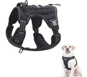 Arnés para perros sin tirones, arnés táctico para perros, arnés para perros, ajustable, transpirable, (m-negro)