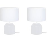 Lámpara de noche tosel mary a lt2 tela cilindro blanco, blanca d16 x h24 cm