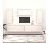 5 piezas muebles para tv | mueble de salón | mesa de tv madera maciza de pino blanco cfw38937