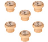 6 un. pomo tirador mueble vintage retro madera tinte natural estrella mar - diámetro 40mm