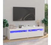2 piezas muebles de tv | mueble de salón | mesa de tv con luces led blanco 75x35x40 cm cfw11833