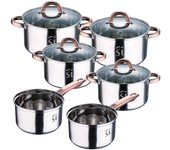 Batería de cocina 10pc en acero inoxidable cromado/cobre + tapas san ignacio