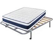 Colchón viscoelástico tresor + somier hades con 4 patas cuadradas de 32 cm | medidas: 150x190 cm