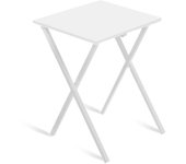 Tienda eurasia - mesa auxiliar plegable, 34x40x50 cm, terraza, madera y metal, blanco