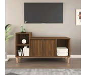 Mueble para tv | mueble de salón | mesa de tv madera contrachapada marrón roble 100x35x55 cm cfw42214