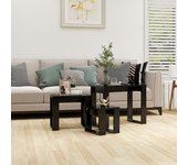 Mesas nido 3 piezas negro madera contrachapada