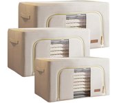 Joybos set super de 3 cajas de almacenamiento de ropa, 24 + 66 + 100 l, plegable, en material textil