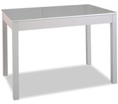 Mesa de cocina extensible 2 alas - 100x60 cm (150x60 cm) - estructura y alas color aluminio - tapa cristal color gris
