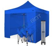 Carpa plegable 3x3 azul con laterales . aluminio 45 mm. tejido recubierto de pvc impermeable, repelente al agua de 350gm