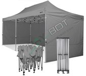 Carpa plegable 3x6 gris con laterales . aluminio 45 mm. tejido recubierto de pvc impermeable, repelente al agua de 350gm