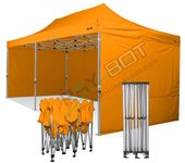 Carpa plegable 3x6 naranja con laterales . aluminio 45 mm. tejido recubierto de pvc impermeable, repelente al agua de 350gm