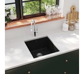 Fregadero de cocina | pila de cocina de granito con un seno negro cfw94294