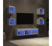 7 piezas muebles de tv | mueble de salón | armario tv de pared con led madera ingeniería blanco cfw30638