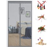 Puerta mosquitera magnética 130x210cm, puerta mosquitera de fibra de vidrio, cortinas mosquitera para puerta cierre automático ultra malla (gris)