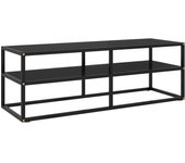 Mueble tv negro con cristal negro 120x40x40 cm
