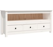 Mueble tv blanco 114x35x52 cm madera maciza de pino