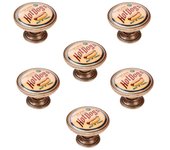 6 un. pomo tirador metal mueble vintage retro bronce envejecido big valve - diámetro 37mm