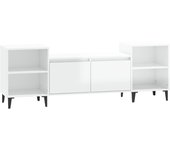Mueble tv blanco brillo 160x35x55 cm madera contrachapada