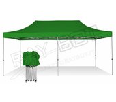 Carpa plegable 3x6 verde sin telones laterales. acero 40 mm. tejido recubierto de pvc impermeable, repelente al agua de 350gm
