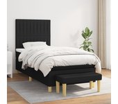 Cama con somier y colchón negro 90x200 cm tela