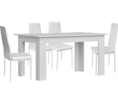 Pack mesa de comedor o cocina admiral + 6 sillas en polipiel/metal blanco