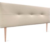 Dhome cabecero de polipiel con botones 150x105cm con patas camas 150 - beige