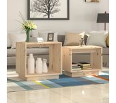 Mesas de centro nido 2 piezas madera maciza de pino