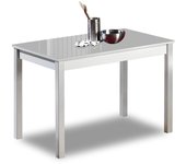 Mesa de cocina fija - 90x50 cm - estructura color aluminio - tapa cristal color gris