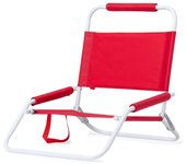 Tienda eurasia - silla de playa plegable, metal, asas, acolchada, 48x63x52 cm, rojo
