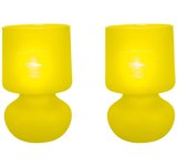 Lámpara de noche tosel katia lt2 vidrio champiñón satén, amarillo d14 x h24 cm