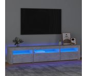 Mueble de tv | mueble de salón | mesa de tv con luces led gris hormigón 195x35x40 cm cfw63853