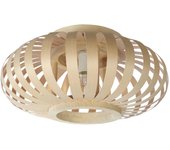 Lámpara de techo tosel bokblad ovalt a madera globo natural pantalla de lámpara metal blanco, blanca d40 x h24 cm