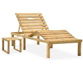 Tumbona de jardín con mesa madera de pino impregnada