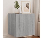 2 piezas muebles tv de pared | mueble de salón | mesa de tv luces led gris sonoma 40,5x35x40 cm cfw66928