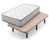 Colchón viscoelástico top dream + base tapizada beige con 6 patas de 32 cm | medidas: 90x190 cm