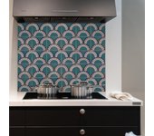 Panel antisalpicaduras de aluminio ignífugo satinado para cocina, lisboa 700x700mm azul