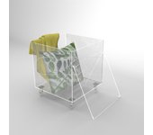 Cubo contenedor 45x45x50 cm mesa de metacrilato transparente con ruedas y tapa